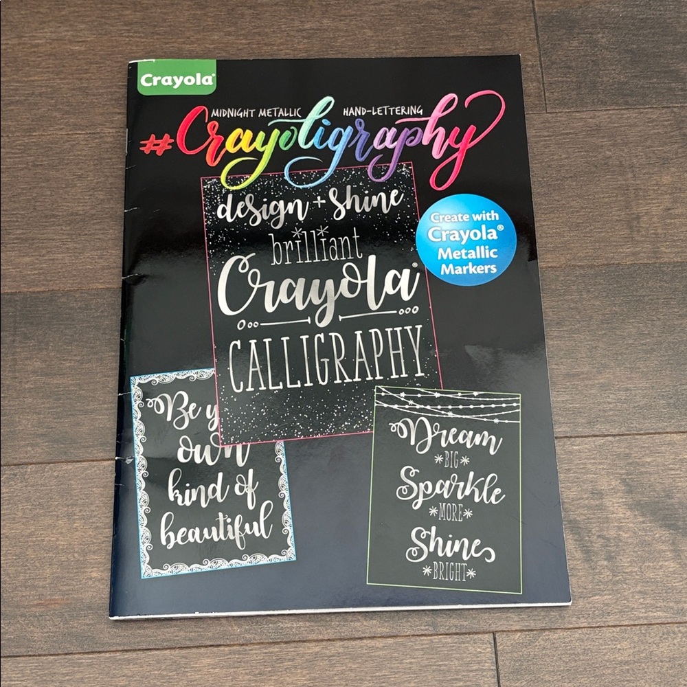 CRAYOLA Midnight Metallic Hand-Lettering Calligraphy Guide, Colouring Book, Art